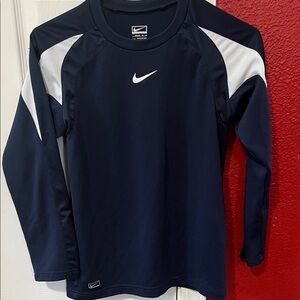 Nike Dark Blue and White Long Sleeve Shirt
